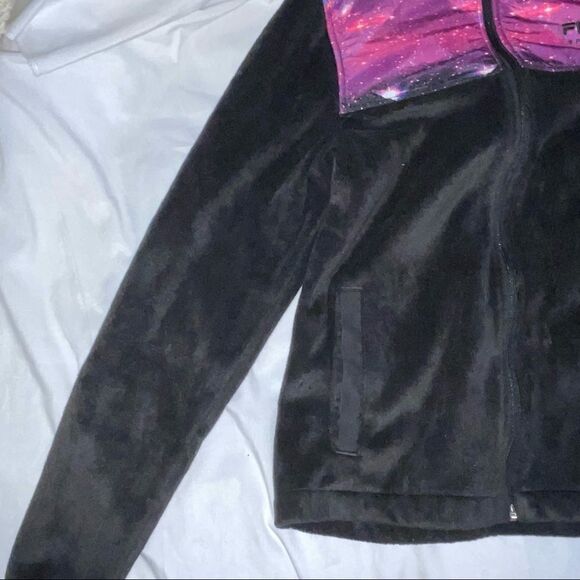 Fila Sports Women’s Fleece Jacket Black Galaxy Print Mock Neck Size Extra small - Picture 7 of 11
